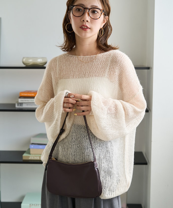モヘアタッチ カラー ルーズ ニット プルオーバー【限定展開】