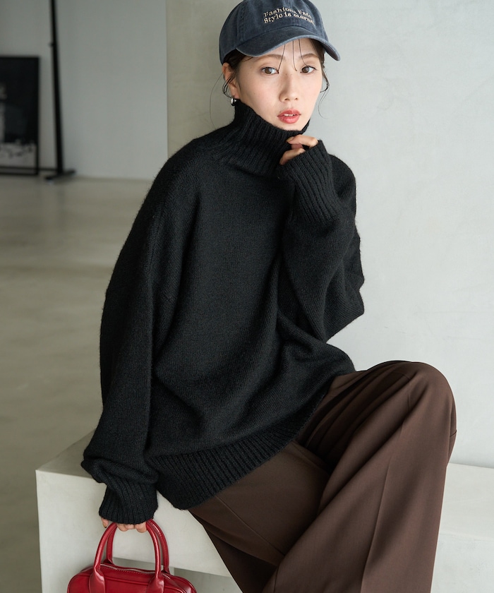 リブ タートルネック カラー ニット プルオーバー【限定展開】