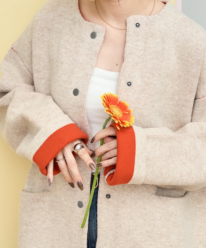 FREAK'S STORE/裏配色 スナップ ニット カーディガン【限定展開