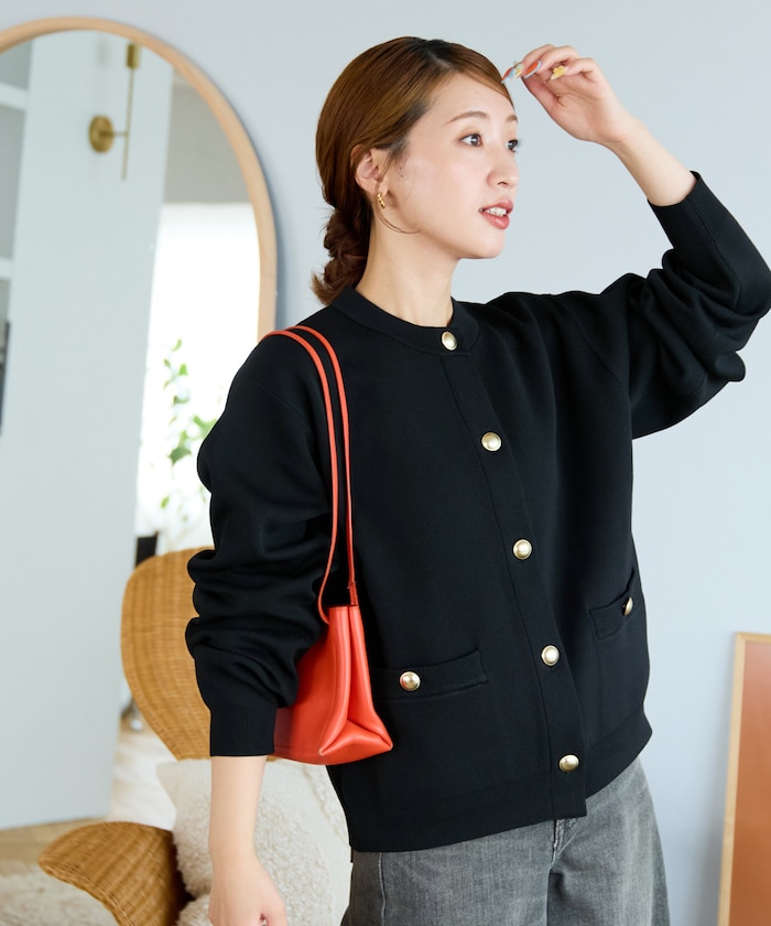 金ボタン ニット カーディガン【限定展開】