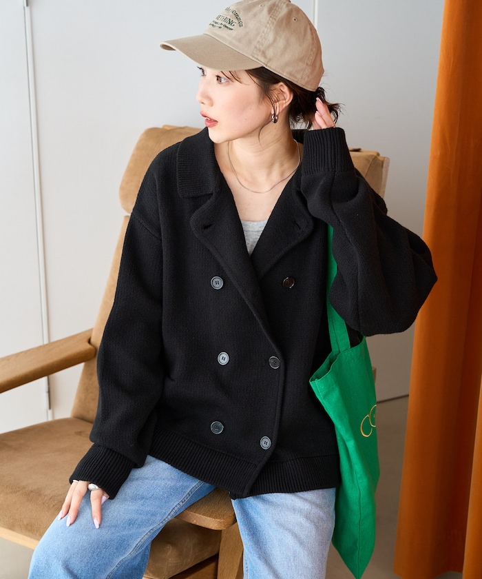 ニット ダブル ボタン ジャケット【限定展開】