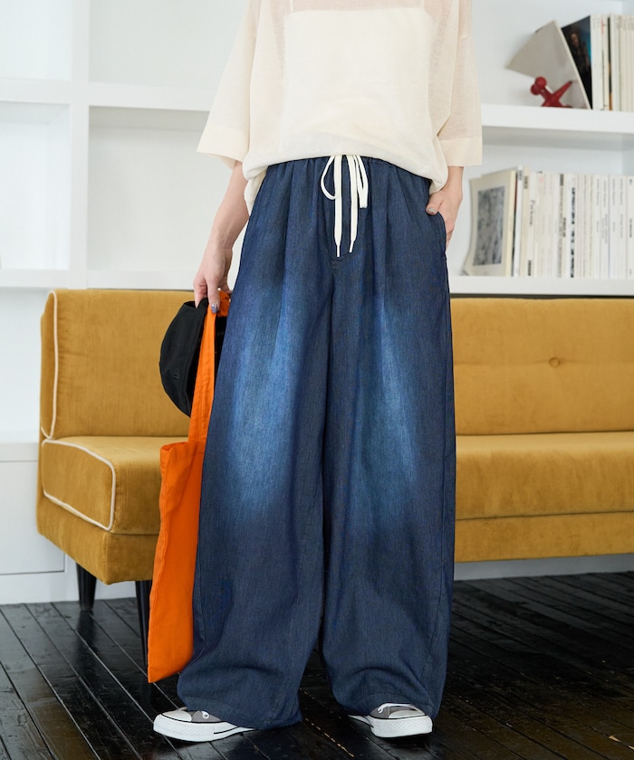 メッシュデニムイージーパンツ(冷感・吸水速乾)