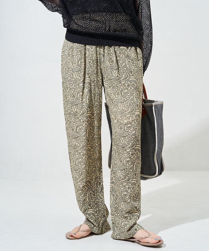 NYコレクション ランウェイ フローラルシルクとろつやイージーパンツ