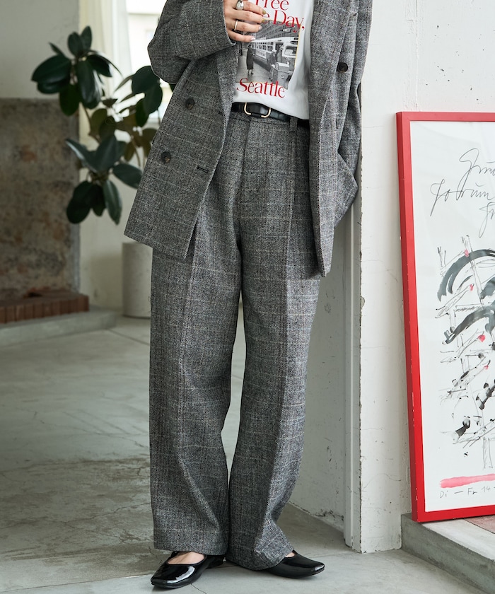 ヘリンボーン チェック パンツ（セットアップ対応）【限定展開】