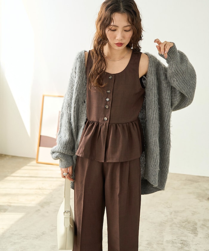 ペプラム ベスト チュニック セットアップ（ベスト・パンツ）【限定展開】