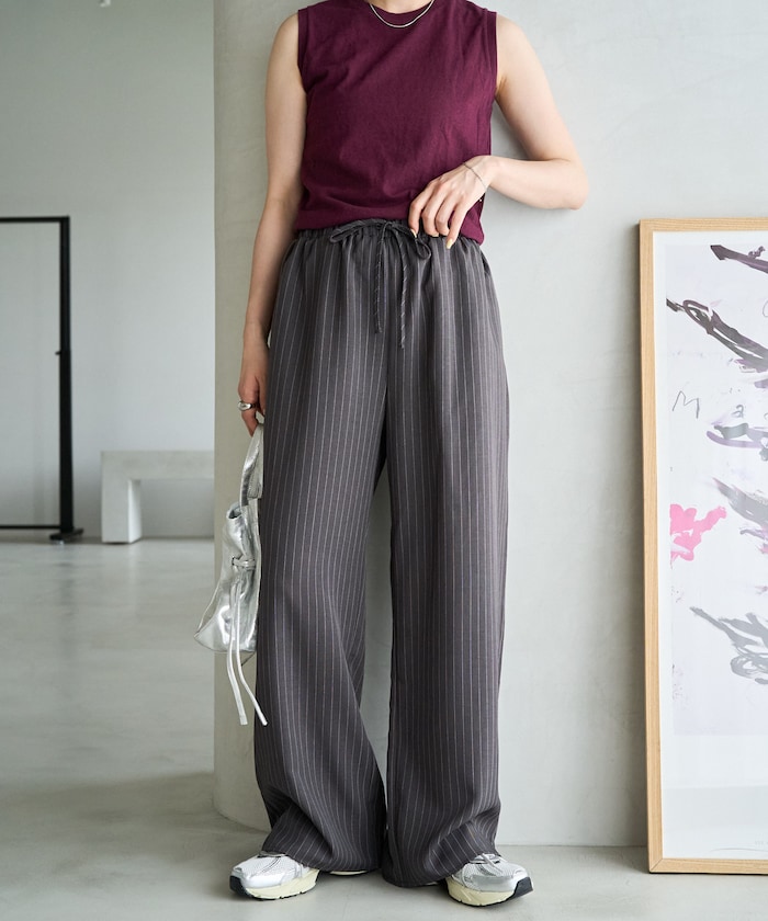<セットアップ対応>ピンストライプ イージーパンツ【限定展開】