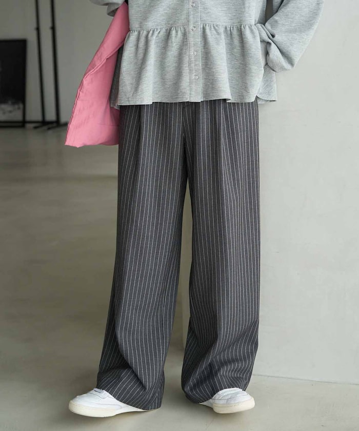 ピンストライプ スラックス パンツ【限定展開】