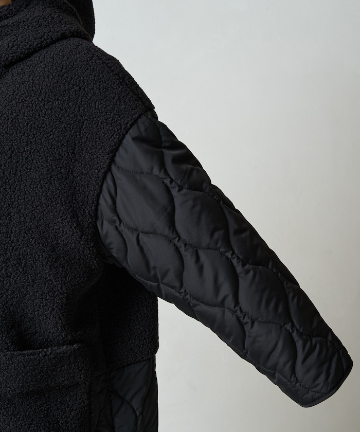 FREAK'S STORE/ボア×キルティング 切り替え ロングコート【限定