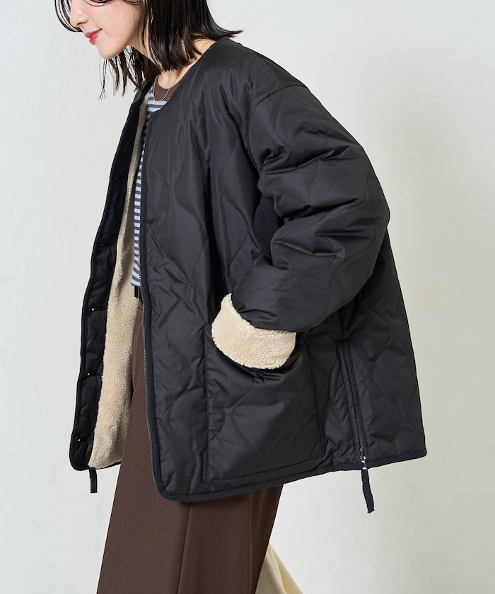 別注 リバーシブル ボア キルティング ノーカラー ダウン【限定展開】