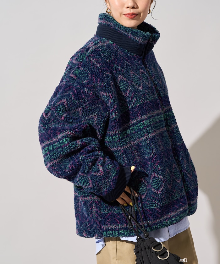 FREAK'S STORE OUTDOORS ジャガード ボア ジップ ブルゾン【限定展開】