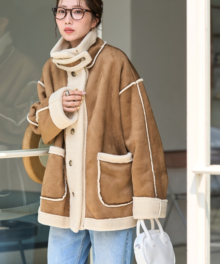 ムートン スタンドカラー コート【限定展開】