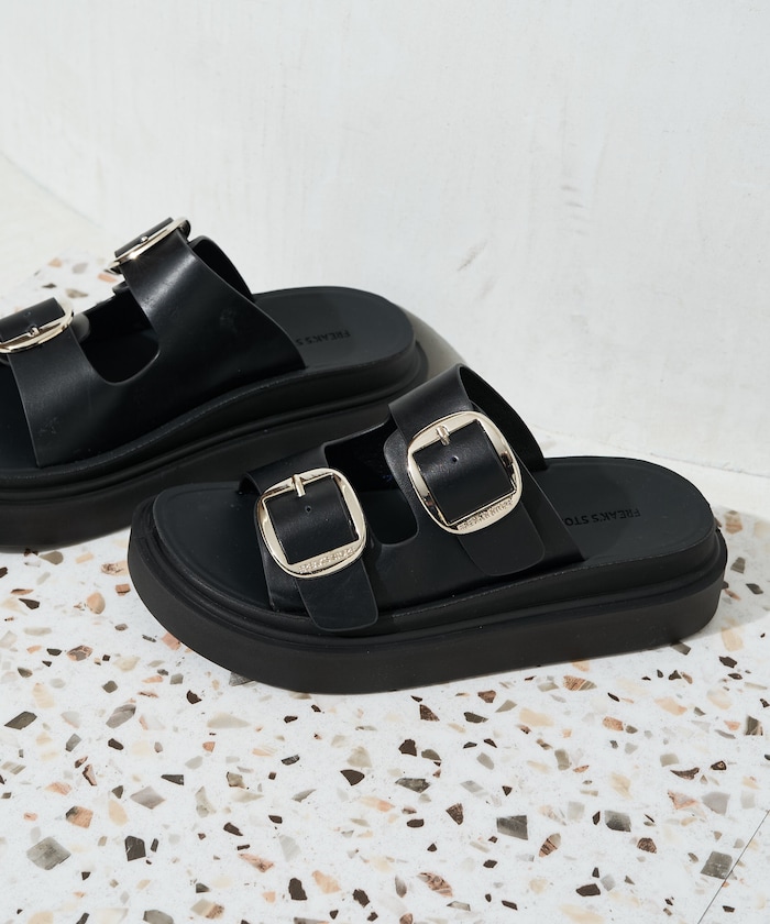 厚底 2ベルト バックル サンダル[23.0~24.5cm展開]【限定展開】