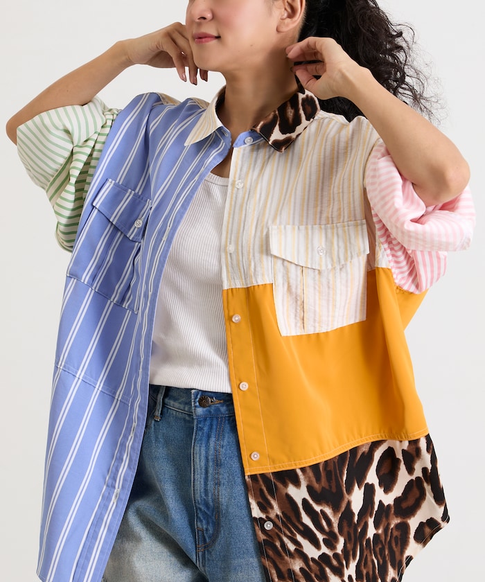 パッチワーク ビッグシャツ