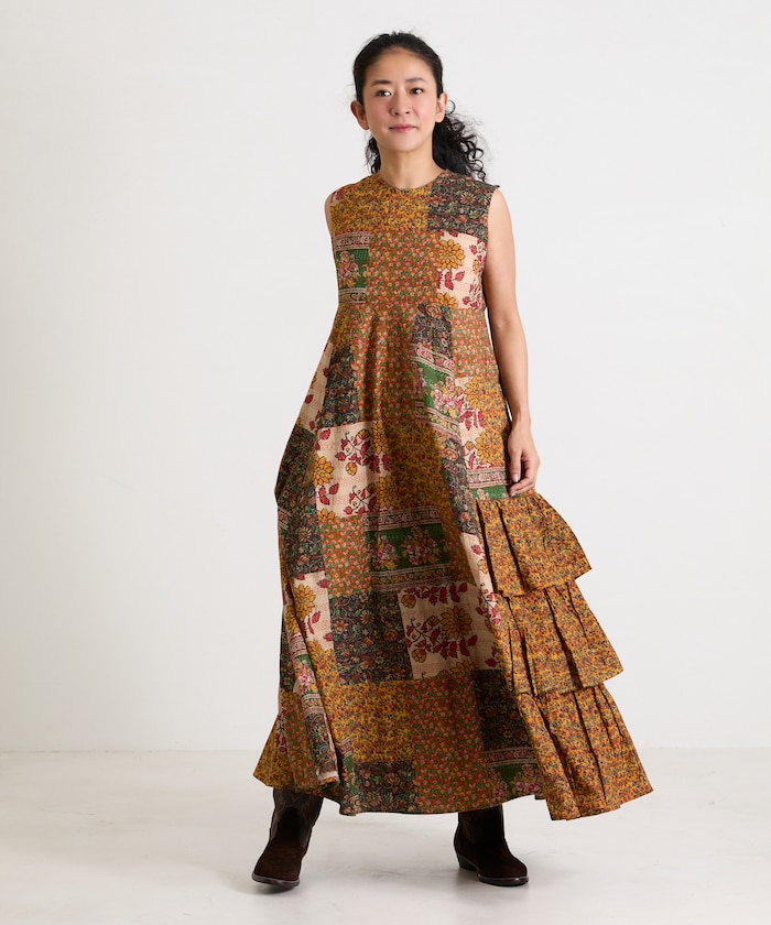 アシメティアードワンピース