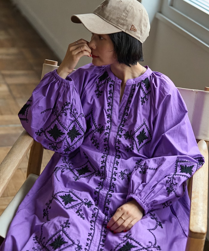 インド ワントーン刺繍 ワンピース