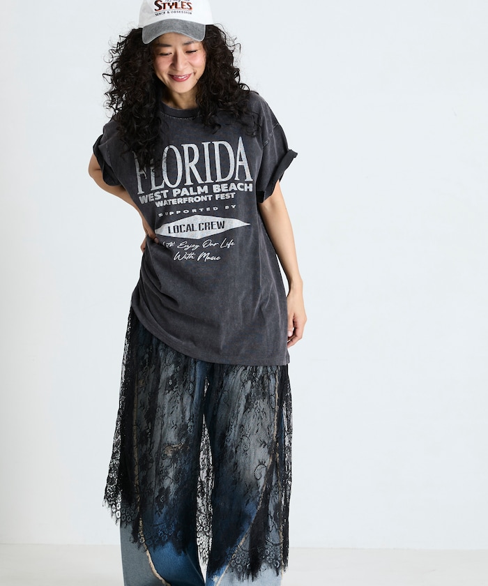 Tシャツ レースドッキング ワンピース