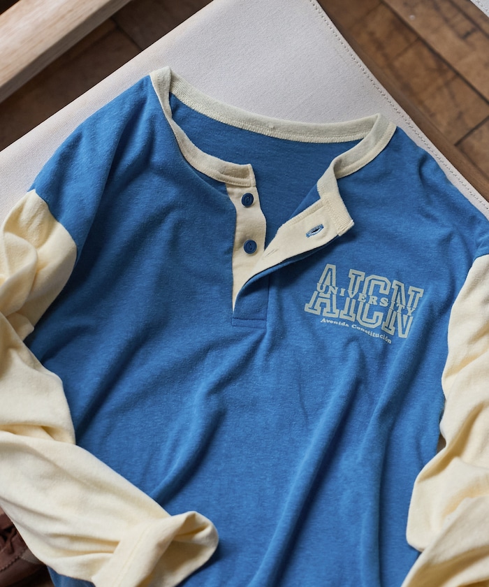 ヘンリーネック フットボール ロゴＴシャツ