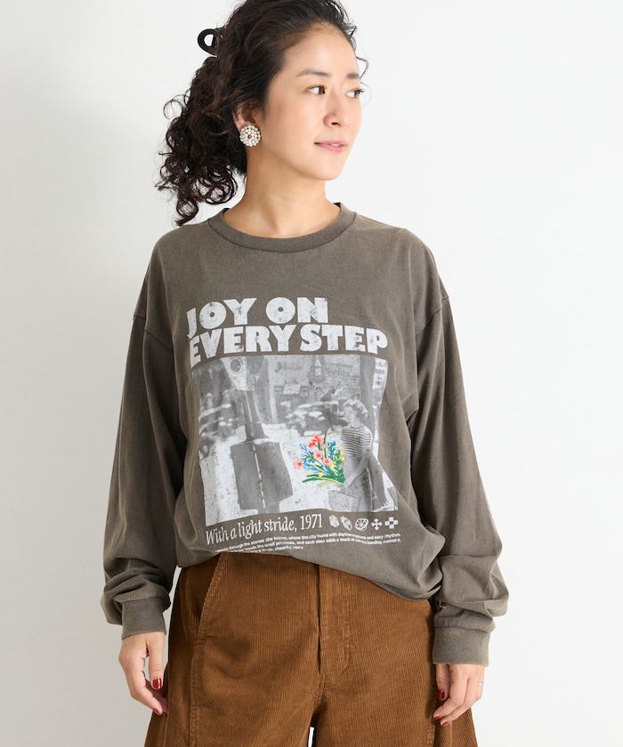 FREAK'S STOREのフォトプリント 花刺繍 ロンT