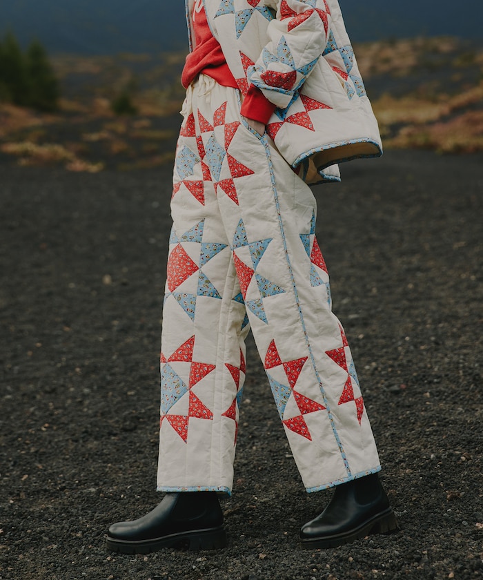 インド 星柄 キルティングパンツ