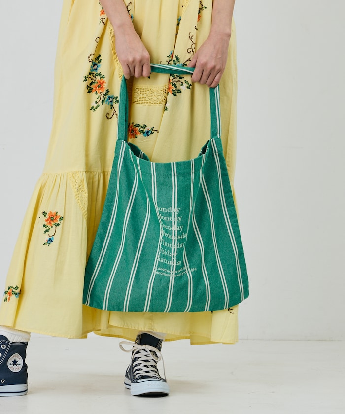 ストライプ ファブリック ワンショルダーバッグ