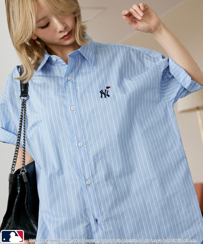 別注MLB ワンポイント刺繍 ハーフスリーブ ビッグシャツ 限定展開