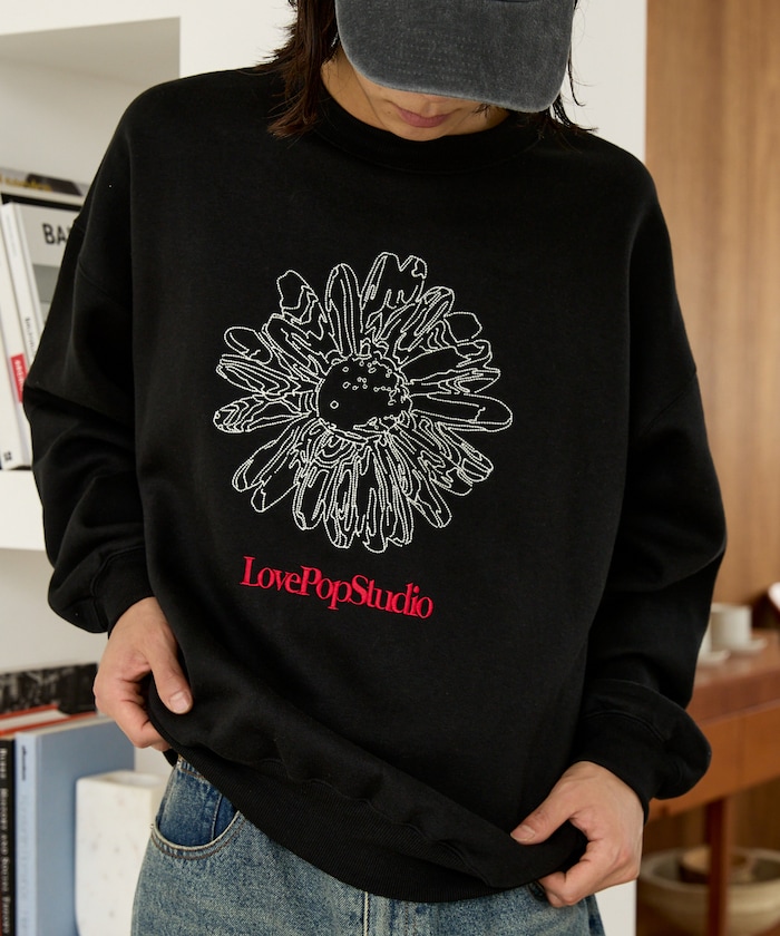 LOVE POP STUDIO  FLOWER EMBROIDERY SWEAT/フラワー エンブロイダリー スウェット　限定展開