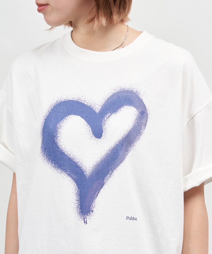 ミルクフェド Tシャツ ドクロハート柄 アースカラー アッシュピンク 古着 ミルクフェド Tシャツ ドクロハート柄 アースカラー アッシュ