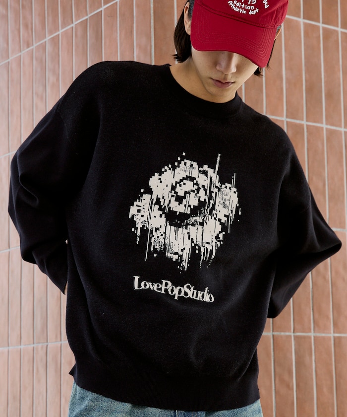 LOVE POP STUDIO フラワージャガード スウェットライク ニット 【限定展開】