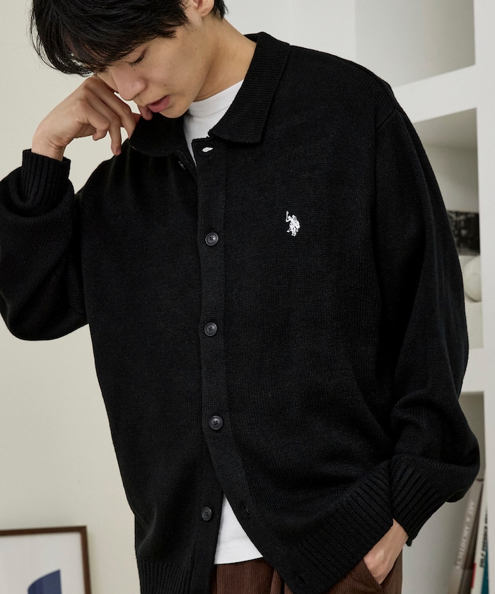 別注 ワンポイント刺繍 ポロニットカーディガン　限定展開