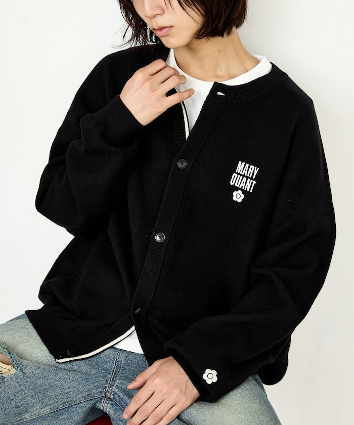 【8月28日 10:00販売開始】<ユニセックス>別注 ロゴ 配色 クルーネック ニット カーディガン　限定展開
