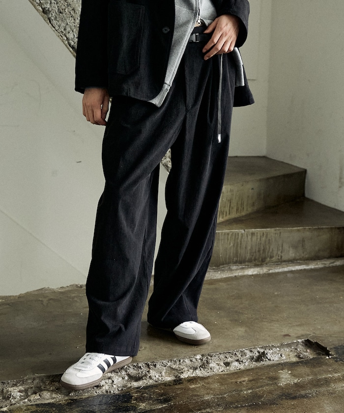 DELICIOUS コーデュロイイージーパンツ M ブラック UMBRO/CORDUROY EASY PANTS/コーデュロイイージーパンツ