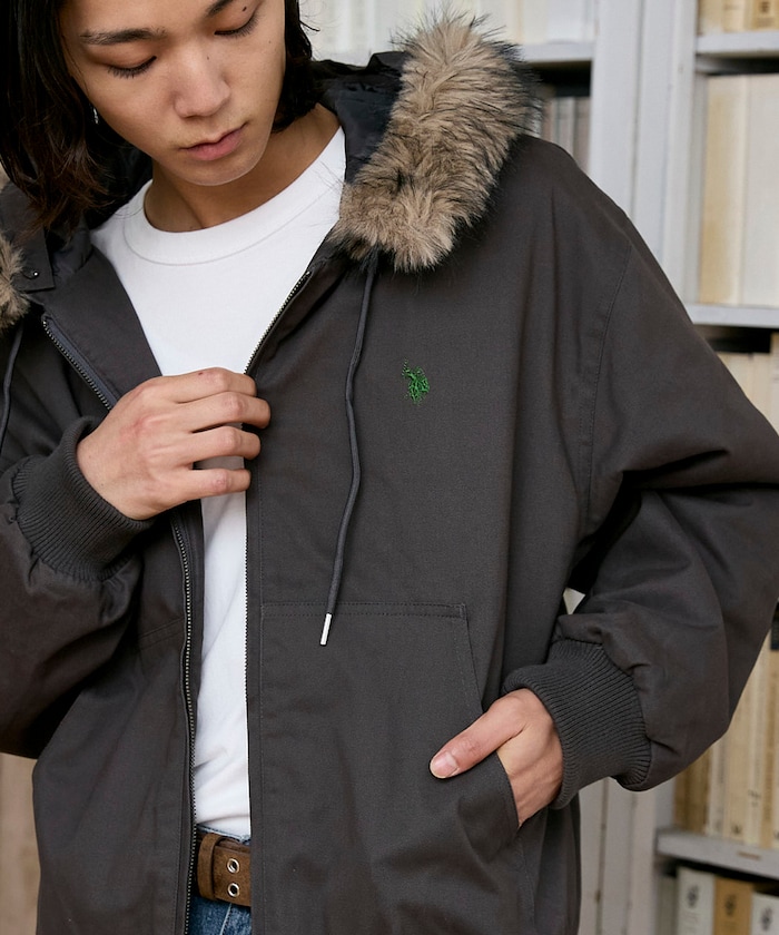 フェイクファーフード ツイル ワークジャケット 限定展開
