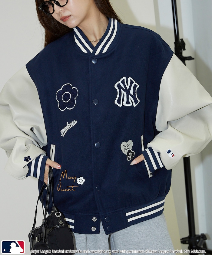 MARY QUANT レトロロゴアップリケ ブルゾン すぐ届く MARY QUANT 【レトロ感♪】ロゴ アップリケ ブルゾン