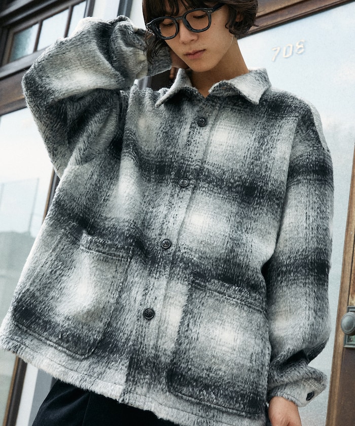 シャギーオーバーチェックジャケット【限定展開】