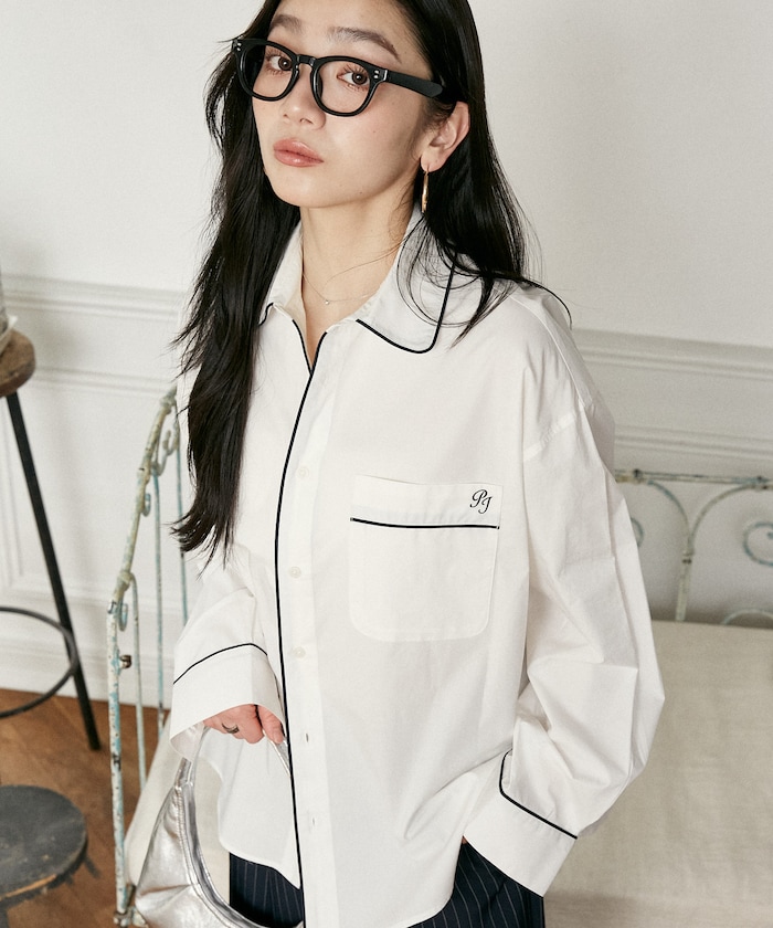 【4月10日10時発売】ワンポイントロゴ パイピング シャツ 限定展開