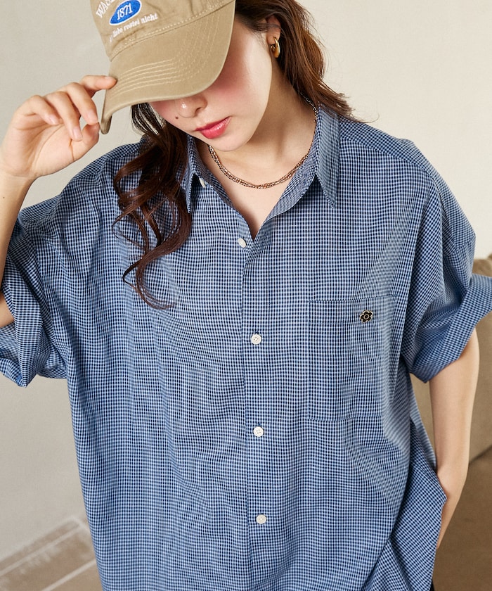 【4月3日 10:00販売開始】ロゴ 刺繍 ショートスリーブ ビッグ シャツ　限定展開