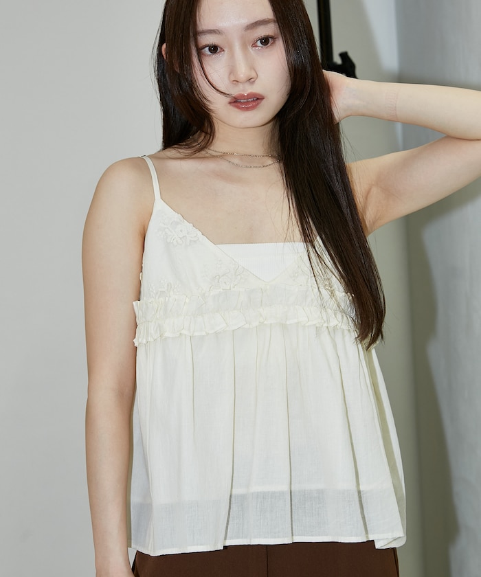 花刺繍 ディテール キャミ ビスチェ　限定展開