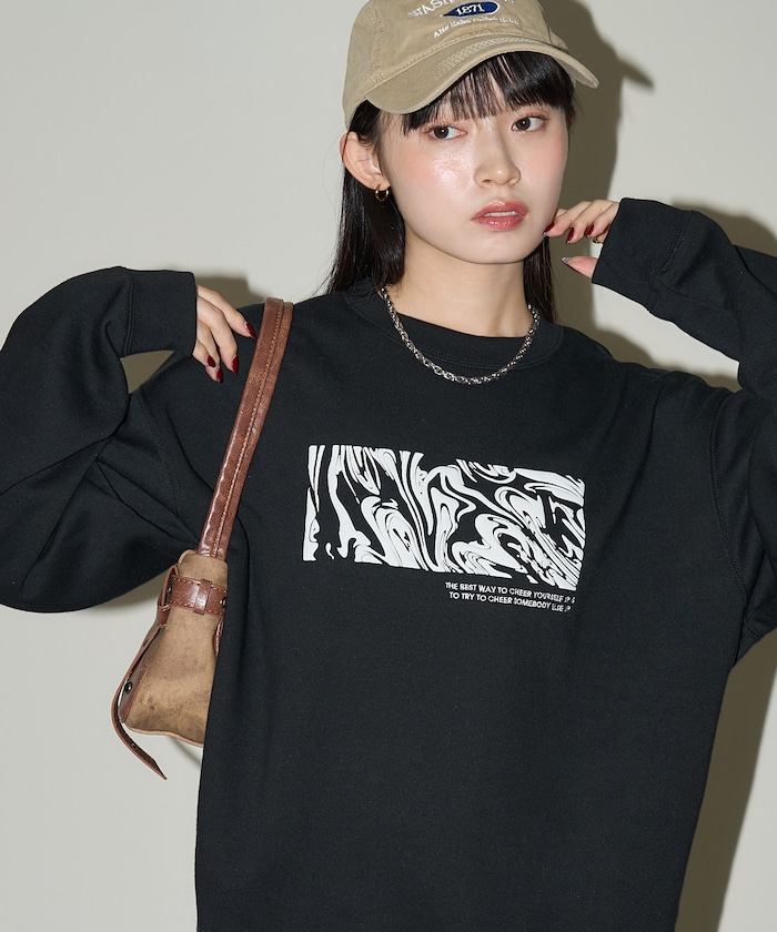 ウェーブアート 発泡プリント クルー スウェット　限定展開