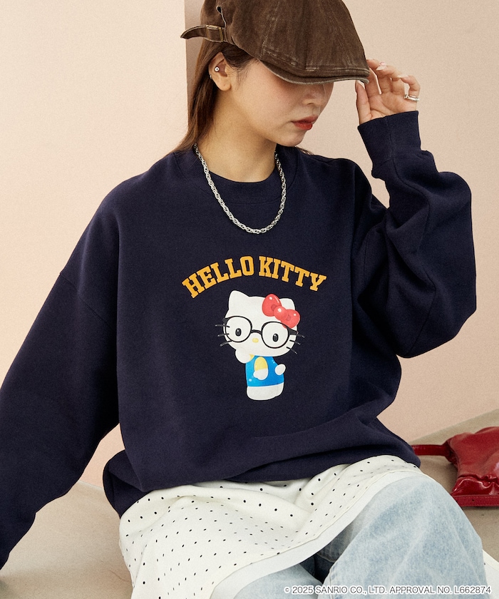 ”HELLO KITTY/ハローキティ” 眼鏡 カレッジ風スウェット　限定展開