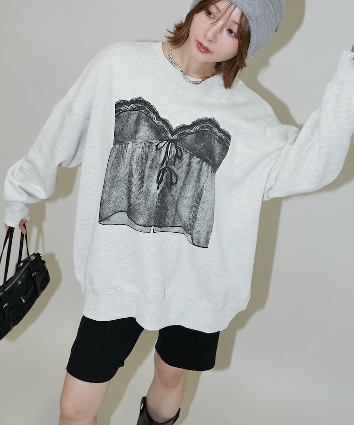 レースキャミプリント スウェット　限定展開