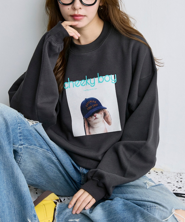 cheekyboy CAT アニマル 裏起毛 スウェット　限定展開
