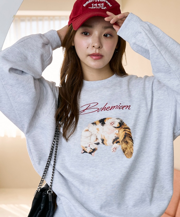 Bohemian CAT アニマル 裏起毛 スウェット　限定展開