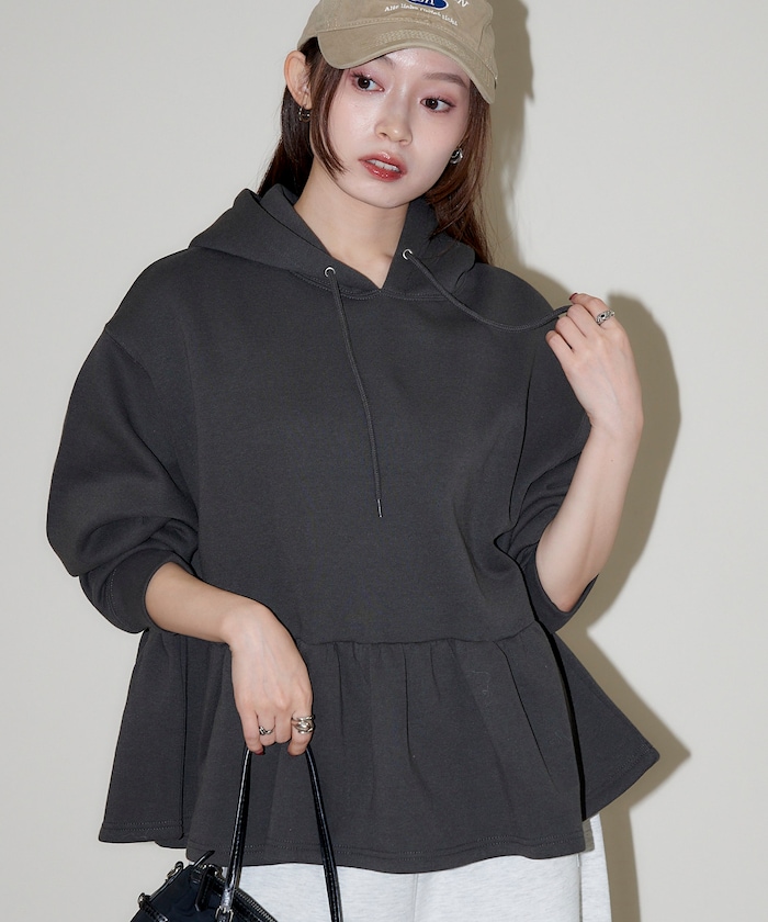 裏起毛 ペプラム フーディー　限定展開