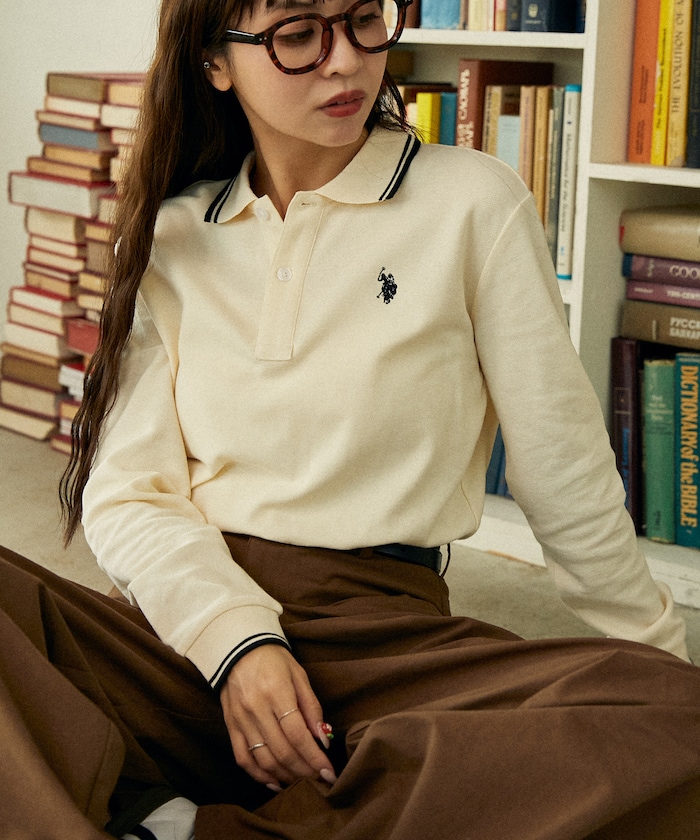 U.S. POLO ASSN./襟ライン入り鹿の子ポロシャツ 限定展開