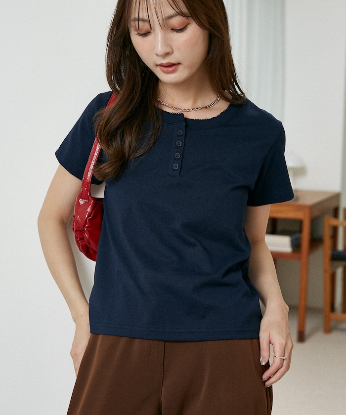 ピコレース ヘンリーネック Tシャツ　限定展開