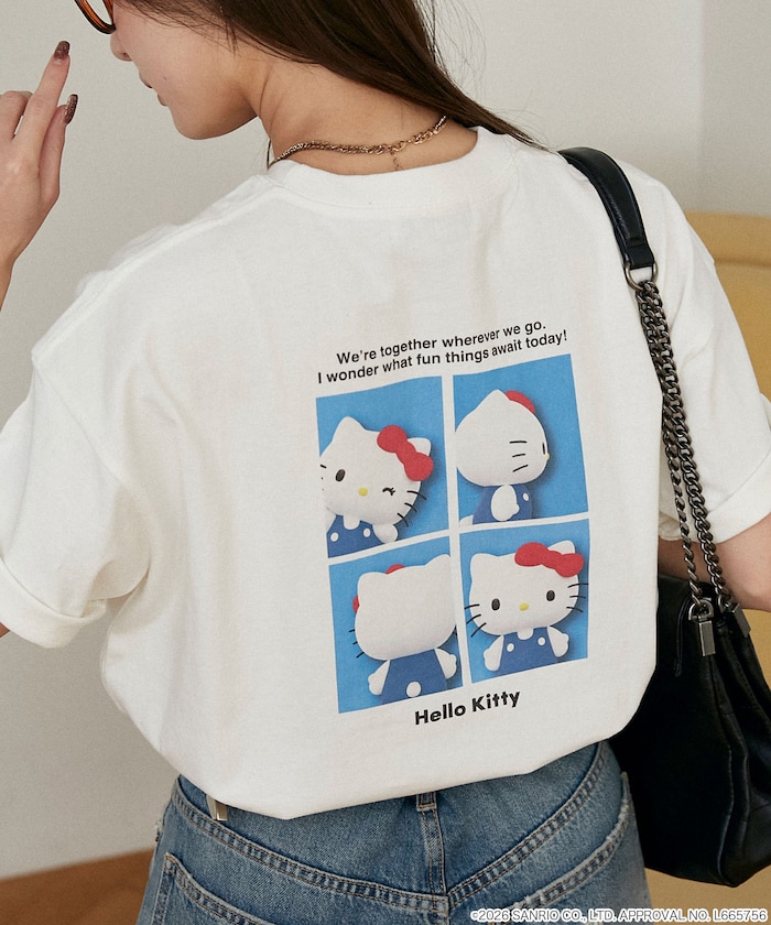 ”HELLO KITTY/ハローキティ”  ID Photo風 バックプリントTシャツ　限定展開