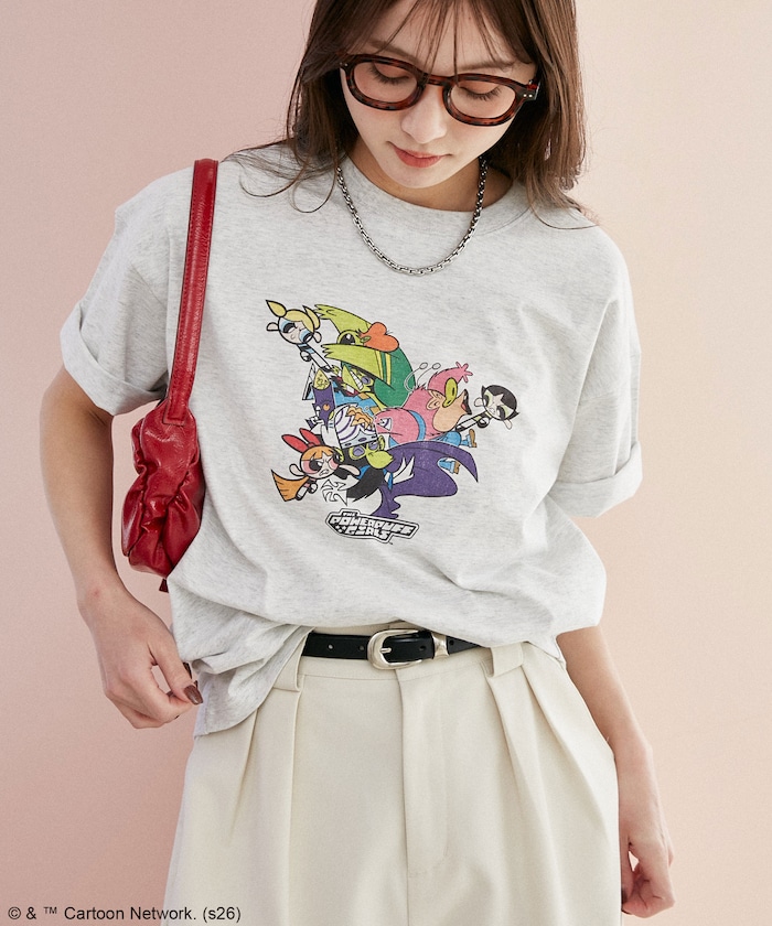 【THE POWERPUFF GIRLS】パワーパフ ガールズ フロントアート Tシャツ　限定展開