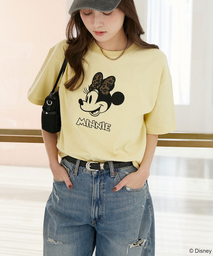 Minnie Mouse/ミニーマウス/ レオパード柄 ドッキング Tシャツ　限定展開