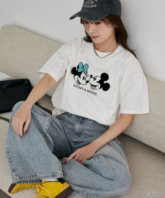 Mickey Mouse & Minnie Mouse/ミッキーマウス & ミニーマウス/ 相良刺繍 Tシャツ　限定展開