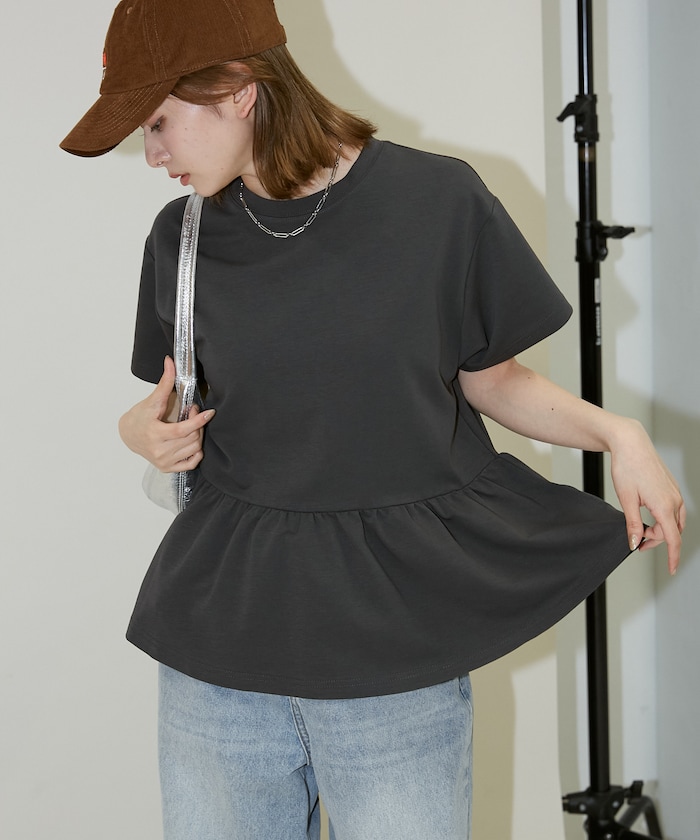 ＜接触冷感＞クール ポンチ ペプラム Tシャツ　限定展開